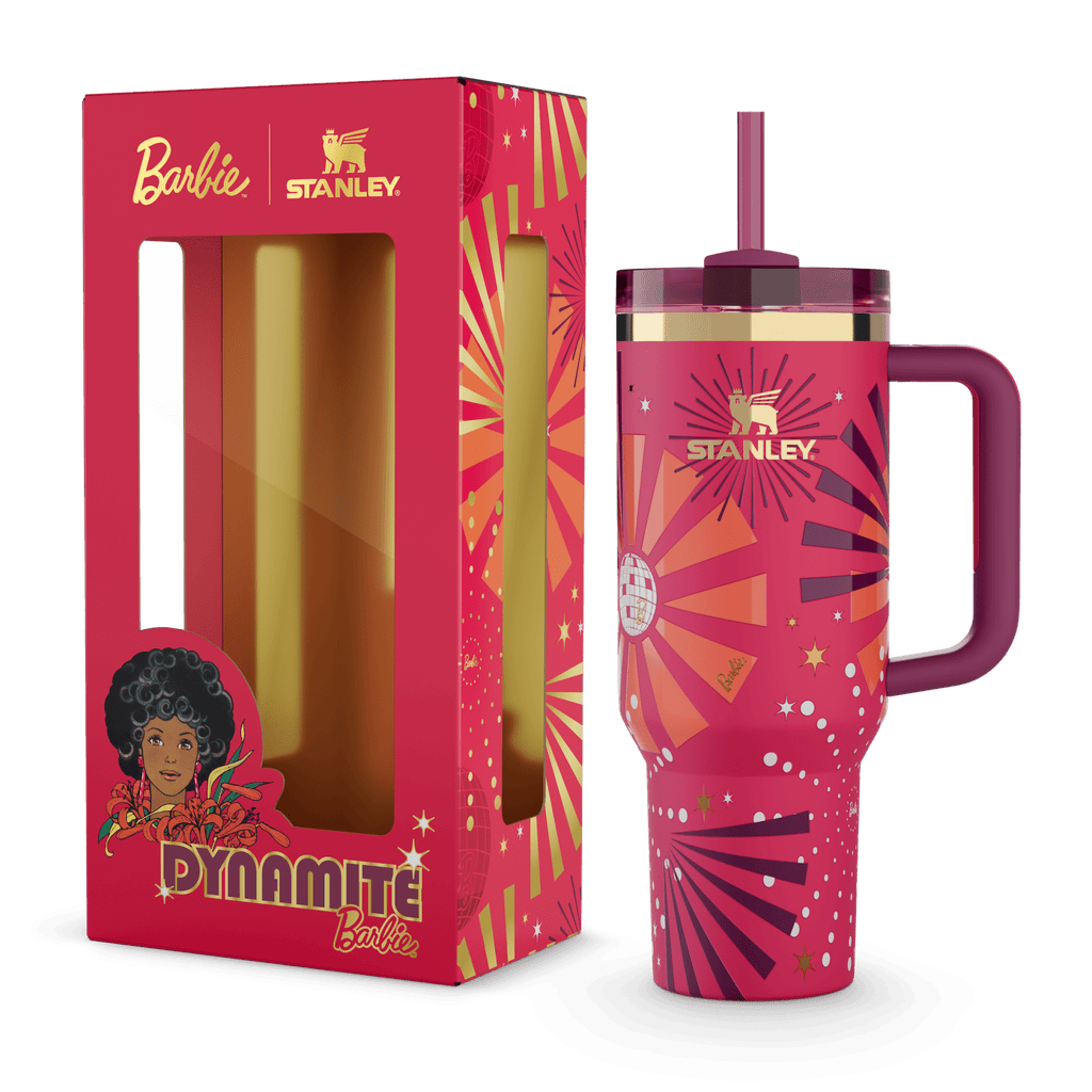 Stanley x Barbie Disco Sunburst Quencher Tumbler with Straw - back view