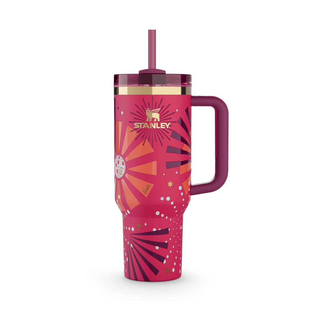 Stanley x Barbie Disco Sunburst Quencher Tumbler with Straw - front view