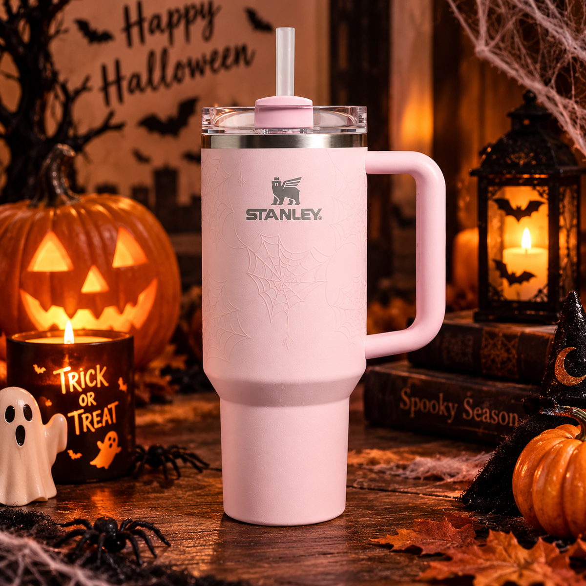 Pink Halloween Spiderweb STANLEY Tumbler
