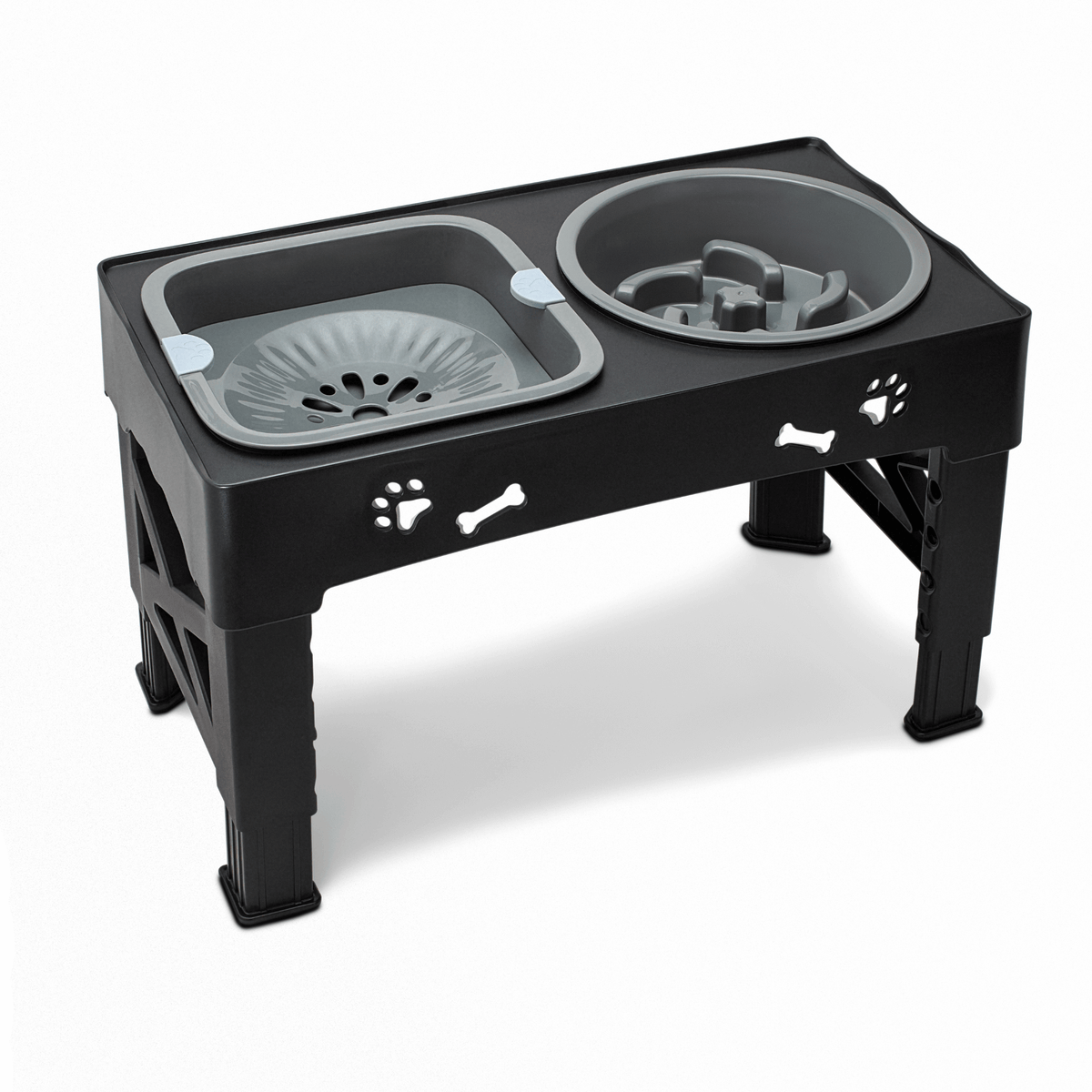 3-in-1 Elevated Dog Bowl Stand – Slow Feeder, Spill-Proof Water Bowl & 5 Height Settings | UMFA