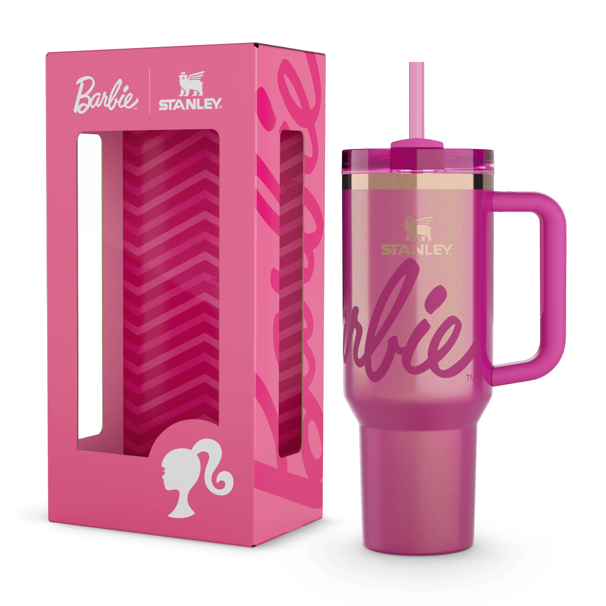 Stanley x Barbie Icon Pink Metallic Tumbler 40oz - back view