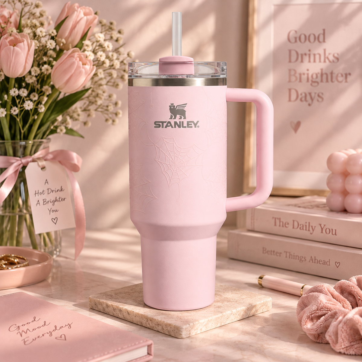 Pink Halloween Spiderweb STANLEY Tumbler