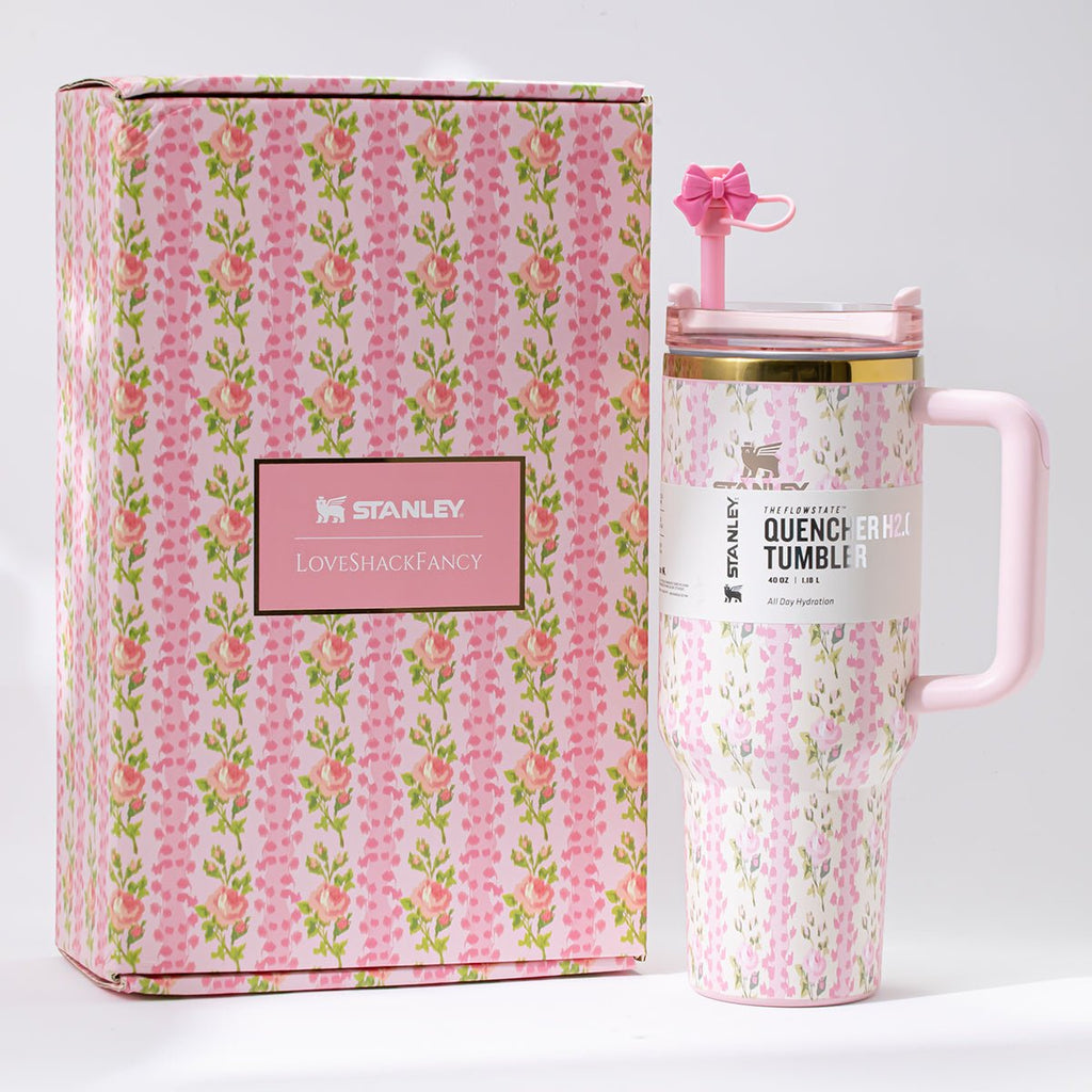 Stanley x LoveShackFancy Large Capacity Insulated Tumbler with Straw - back view