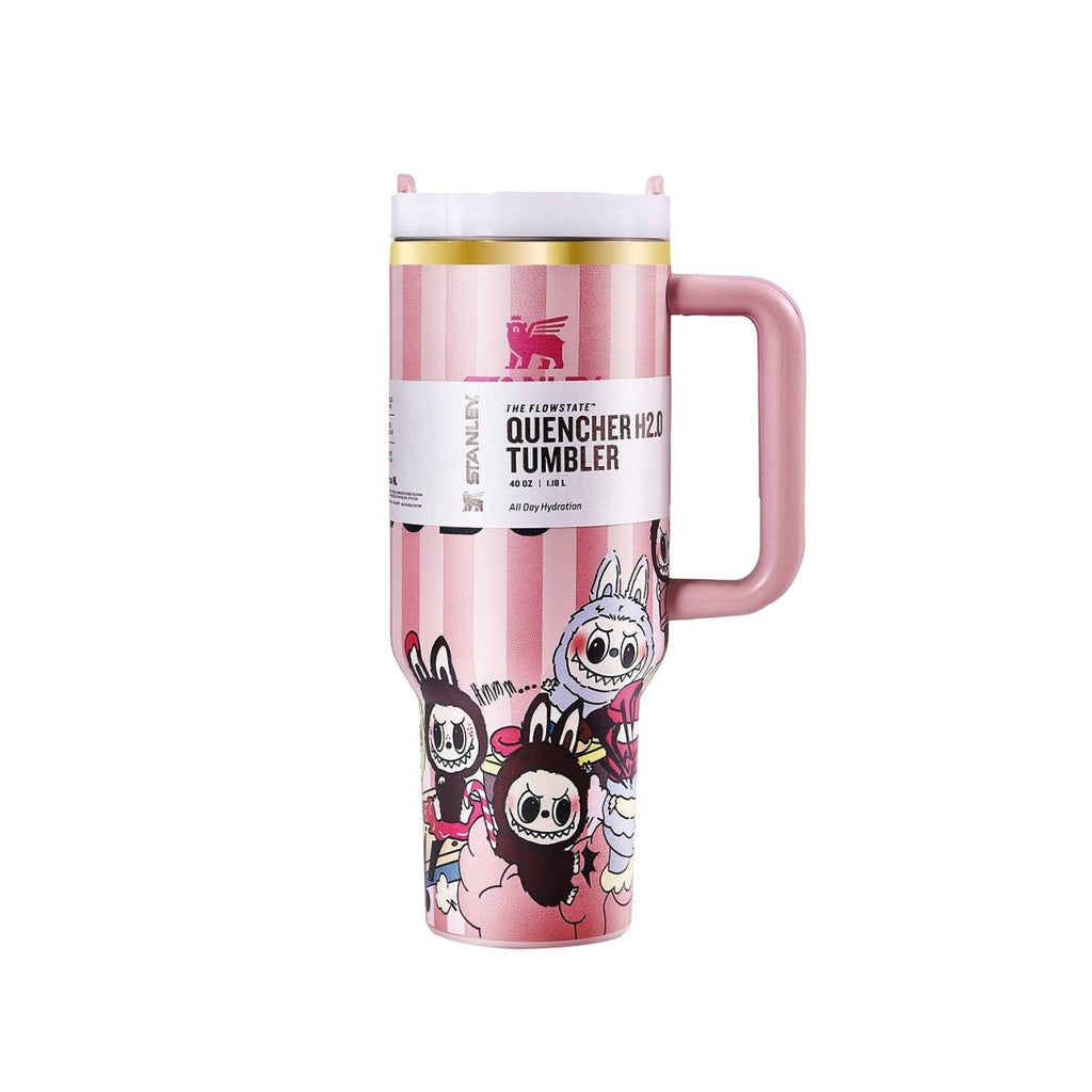 Stanley Quencher Tumbler with Labubu Design - front view
